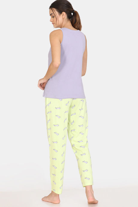 Zivame My Besties Knit Cotton Pyjama Set - Shadow Lime — image 3